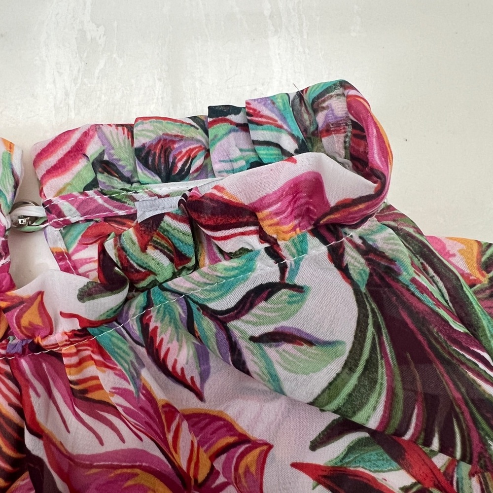 Julia Jordan floral belted dress - size 16 - cream/pink/green - Picture 9 of 12